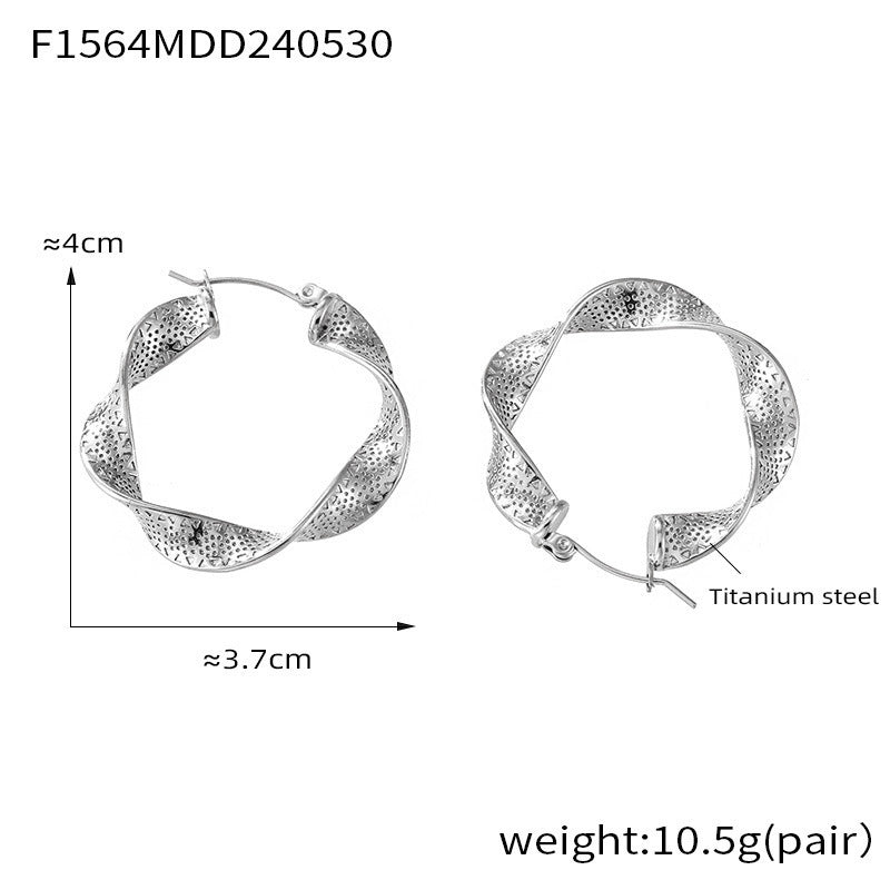 Titanium Steel Metal Texture U-shaped Twisted Earrings