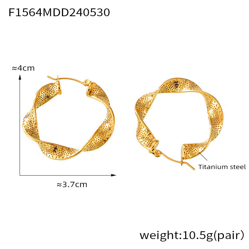 Titanium Steel Metal Texture U-shaped Twisted Earrings