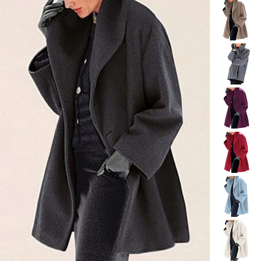 Women's Trendy Clothes Multi-color Round Neck Loose Sweater Woolen Coat Solid Casual Coat For Autumn And Winter