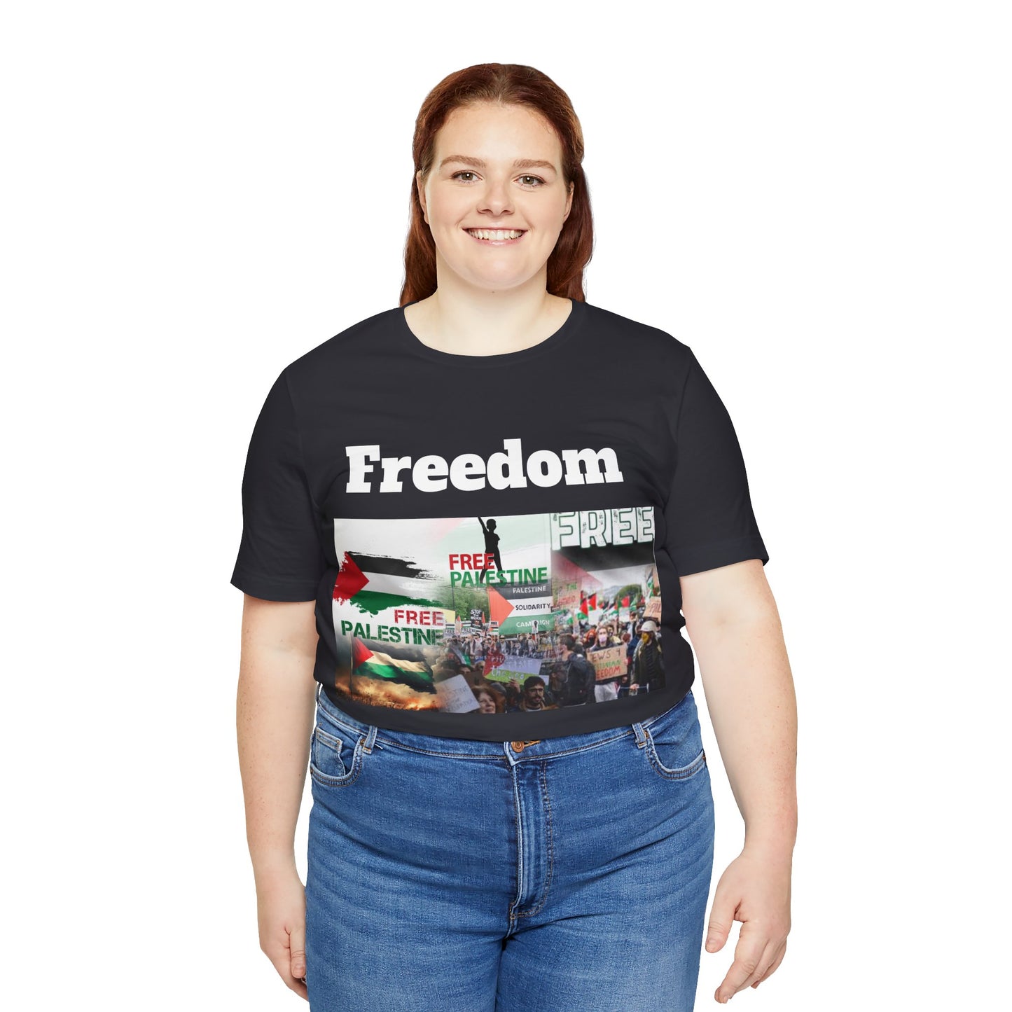 "Free Palestine" printed on a T-shirt