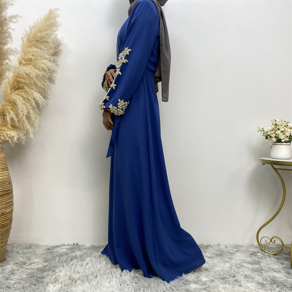 Fashion Lace Beaded Muslim Dress Women