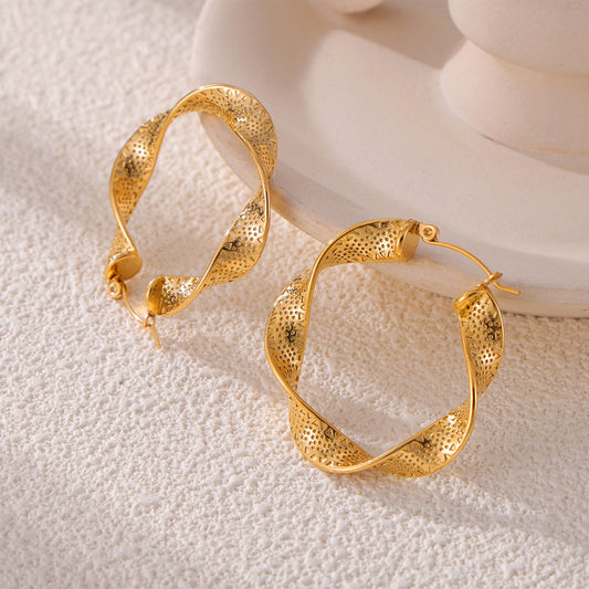 Titanium Steel Metal Texture U-shaped Twisted Earrings